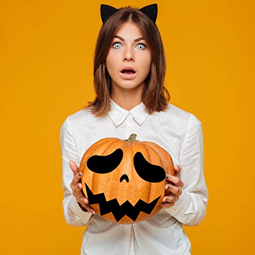 Whaline Halloween Pumpkin Stickers 24Pcs Black Pumpkin Face Stickers 28x35cm Classic Expression Decals for Pumpkins and Squashes Make Your Own Jack-O-Lantern Face Decals for Halloween Party Decoration