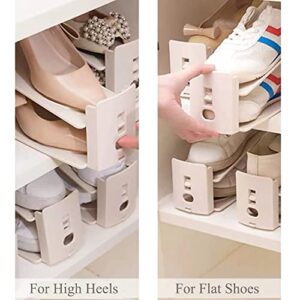 Yagizaai Bayou Shoe Slots, 8 PCS Shoes Slots Organizer, 3-Level Adjustable Shoe Stacker, Upgraded Shoe Space Saver, 50% Space-Saving Shoe Holders(Apricot)