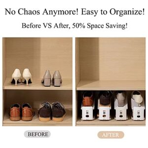 Yagizaai Bayou Shoe Slots, 8 PCS Shoes Slots Organizer, 3-Level Adjustable Shoe Stacker, Upgraded Shoe Space Saver, 50% Space-Saving Shoe Holders(Apricot)