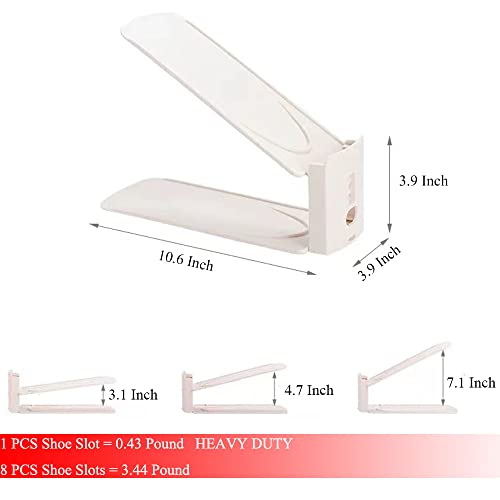 Yagizaai Bayou Shoe Slots, 8 PCS Shoes Slots Organizer, 3-Level Adjustable Shoe Stacker, Upgraded Shoe Space Saver, 50% Space-Saving Shoe Holders(Apricot)