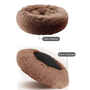 Awolf Cat Beds for Indoor Cats,24 Inch Round Donut Washable Cat Bed,Fluffy Calming Self Warming Soft Donut Cuddler Cushion Pet Bed for Small Dogs Kittens,Non-Slip