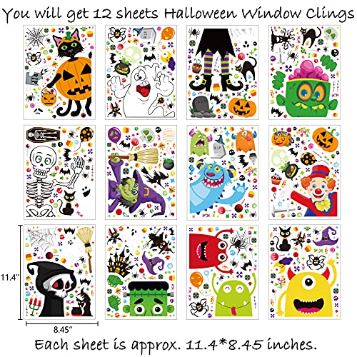 625PCS Halloween Decorations Window Clings - Hallowmas Ghost Spider Bat Pumpkin Monster Peeking Decals Party Supplies Decor