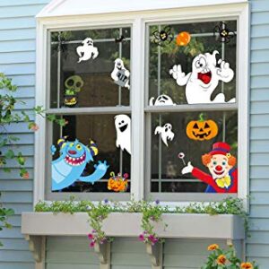 625PCS Halloween Decorations Window Clings - Hallowmas Ghost Spider Bat Pumpkin Monster Peeking Decals Party Supplies Decor