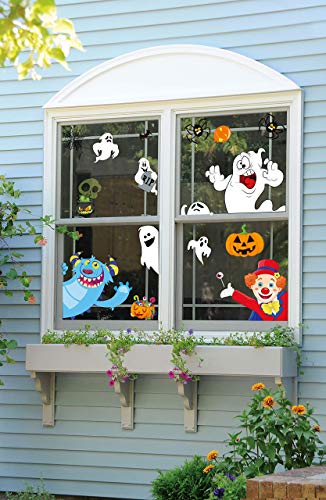 625PCS Halloween Decorations Window Clings - Hallowmas Ghost Spider Bat Pumpkin Monster Peeking Decals Party Supplies Decor