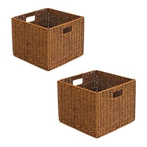 foldable storage basket with iron wire frame by trademark innovations (set of 2)