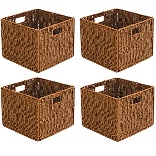 Trademark Innovations Foldable Storage Basket Brown 12.7"L x 12.7"W x 10"H