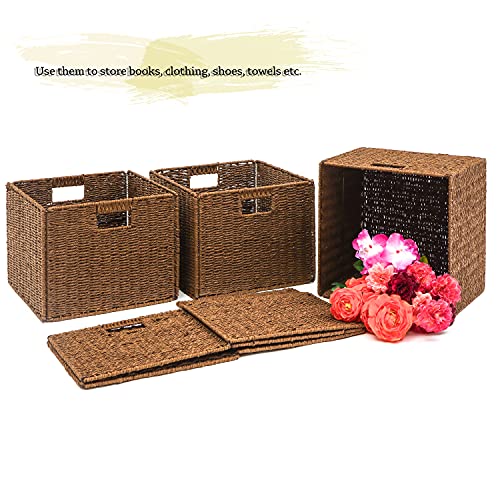 Trademark Innovations Foldable Storage Basket Brown 12.7"L x 12.7"W x 10"H