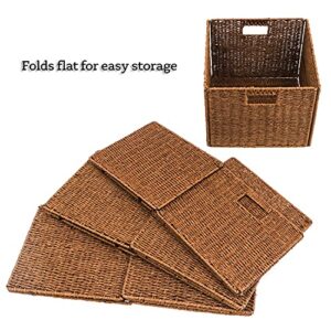 Trademark Innovations Foldable Storage Basket Brown 12.7"L x 12.7"W x 10"H
