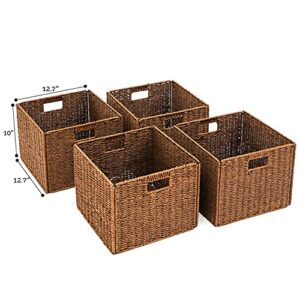 Trademark Innovations Foldable Storage Basket Brown 12.7"L x 12.7"W x 10"H