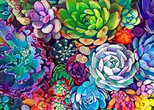 colorful succulent 1000 piece wooden puzzle for adults jigsaw puzzles game personalized interesting toys, challenge yourself with difficult puzzles adults and teens (500 piece / 1000 piece)