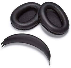 premium replacement cloud flight earpads and cloud flight headband pad cushion compatible with hyperx cloud flight wireless headset (black) protein leather | soft high-density foam | easy installation