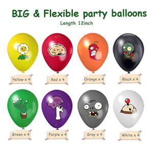 Plants Vs Play Game Zombies Party Kit -HAPPY BIRTHDAY Banner, Cake Topper, Cupcake Topper, Cup Cake Wrapper,Hanging Swirl,Balloon for Kid Gift PVSZ Birthday Party Supplies Decoration,Room Decor,110PCS