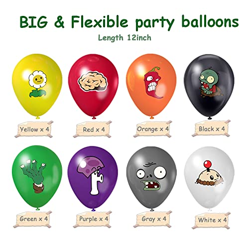 Plants Vs Play Game Zombies Party Kit -HAPPY BIRTHDAY Banner, Cake Topper, Cupcake Topper, Cup Cake Wrapper,Hanging Swirl,Balloon for Kid Gift PVSZ Birthday Party Supplies Decoration,Room Decor,110PCS