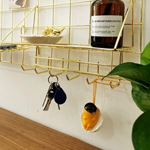 GRIDYMEN Multi-Function Wall Storage and Display Hooks, Decorative Hooks for Wire Wall Grid Panel, 2 in1,Gold