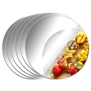 aneco 6 pack acrylic round mirrors non glass round mirror plate self adhesive mirror stickers for home wall decor or wedding table centerpiece, 6 inches, (thickness 2 mm)