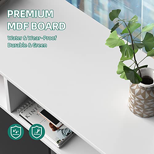 YITAHOME Wood File Cabinet, 2 Drawer Mobile Lateral Storage Cabinet Printer Stand with Lock and Open Storage Shelves for Home Office, White,Drawers Without Hanging Bars