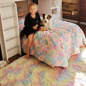 5X8 Feet Rainbow Carpet for Living Room Soft Luxury Bedroom Large Fluffy Plush Area Rug Christmas Thanksgiving Shaggy Big Comfy Rug