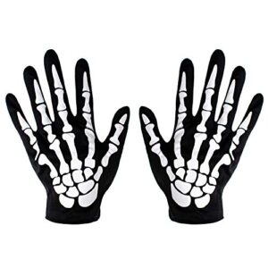 joy join skeleton gloves skull fancy dress accessory for women and kids halloween party costume gloves black