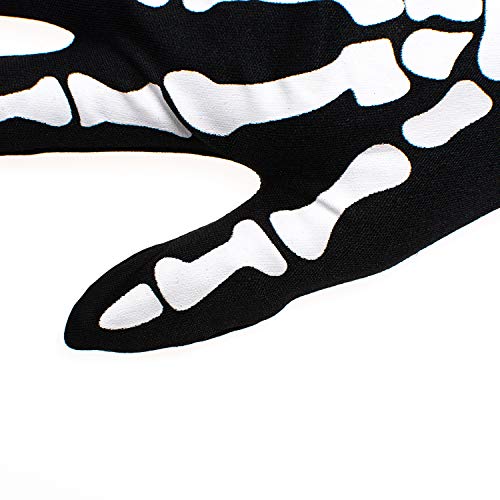 Joy Join Skeleton Gloves Skull Fancy Dress Accessory for Women and Kids Halloween Party Costume Gloves Black