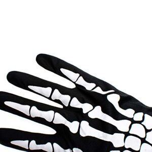 Joy Join Skeleton Gloves Skull Fancy Dress Accessory for Women and Kids Halloween Party Costume Gloves Black