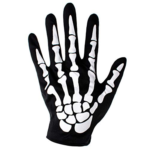 Joy Join Skeleton Gloves Skull Fancy Dress Accessory for Women and Kids Halloween Party Costume Gloves Black