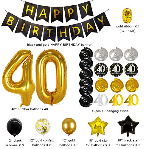 40th Birthday Decorations for Men Women 40th Birthday Party Decor 40 Years Old Birthday Decorations Balloons Over The Hill Party Supplies 40th