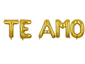16inch spanish"te amo" i love you balloon letter balloons birthday party wedding decoration balloons baby shower(gold)