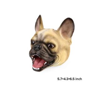 Soft Rubber Bulldog Hand Puppet Realistic Bulldog Head Open Movable Mouth Suitable for Creative Storytelling Teaching Cake Topper Decoration Halloween Decoration