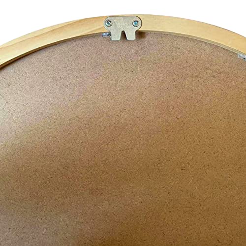 JIYUERLTD Round Mirrors 24inch Wall Mirrors Decorative Wood Frame Morden Mirrors for Bathroom Entryways Living Rooms and More. (Natural Wood)