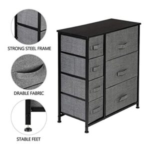 Corodo 7 Drawers Dresser Fabric Furniture Storage Tower Unit for Bedroom, Hallway, Entryway, Hallway Closet Organizers - Sturdy Steel Frame, Wood Top, Easy Pull Handle Bins