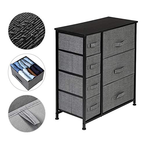 Corodo 7 Drawers Dresser Fabric Furniture Storage Tower Unit for Bedroom, Hallway, Entryway, Hallway Closet Organizers - Sturdy Steel Frame, Wood Top, Easy Pull Handle Bins