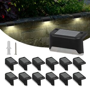 bigtree 12 pack solar deck lights outdoor, solar step lights waterproof led solar lights for outdoor stairs, step, fence, yard, patio, and pathway