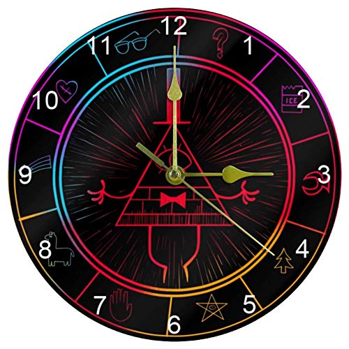 Luoweisi Bill Cipher Wheel Zodiac Non-Ticking Decor Wall Clock Home Decor Acrylic 9.85 Inch Wall Clock Non Ticking Silent Clock