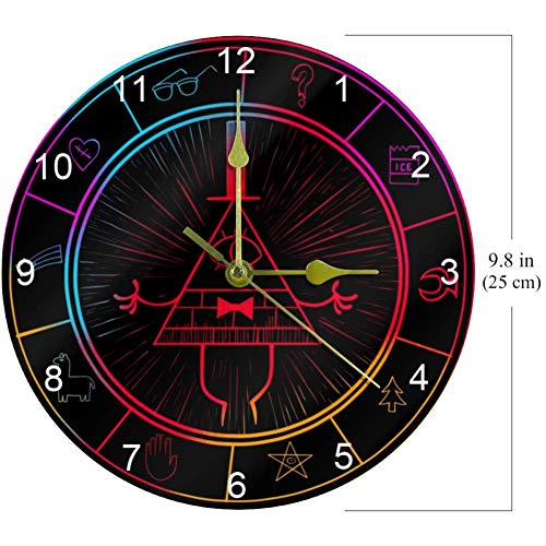 Luoweisi Bill Cipher Wheel Zodiac Non-Ticking Decor Wall Clock Home Decor Acrylic 9.85 Inch Wall Clock Non Ticking Silent Clock