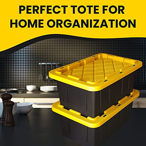 5 Gal. Plastic Storage Tote, Black/Yellow (Set of 4), ‎ 16.5 x 16.5 x 12.5 inches