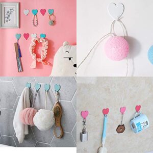 Adhesive Hooks Heart Shape Wall Hooks Hangers Heavy Duty Waterproof Creative Sticky Hanger Hook for Kitchen Utensils, Keys, Robe, Coat, Towel, Bags (Pack of 12)