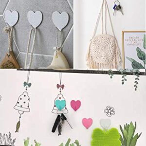 Adhesive Hooks Heart Shape Wall Hooks Hangers Heavy Duty Waterproof Creative Sticky Hanger Hook for Kitchen Utensils, Keys, Robe, Coat, Towel, Bags (Pack of 12)