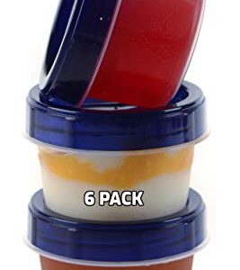 [6 PACK] 4oz Twist Top Storage Containers - Airtight Plastic Food Storage Canisters with Twist & Seal Lids, Leak-Proof - Reusable, Stackable, BPA-Free Snack Containers