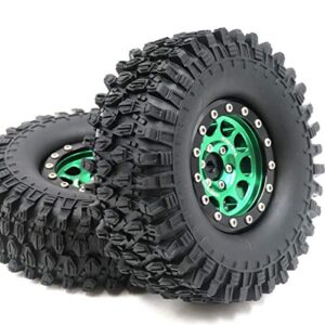 2pcs rc 1.9 super swamper crawler tires tyre height 108mm & aluminum 1.9 beadlock wheel rim green/black color