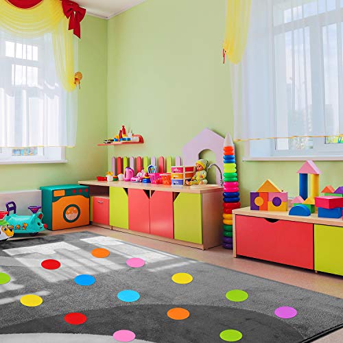 IKAYAS 64 Pcs Carpet Spots Markers Carpet Circles Carpet Markers for Kids Social Distancing and Wait Line Up, Removable Carpet Floor Dots for Classroom, 8 Colors