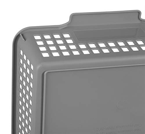 Plastic Storage Basket - 4 Pack Plastic organizing basket Gray Storage Basket with Handles Plastic Storage Bins for Organizing Fit for Home Office Accessories Toys Bathroom Kitchen