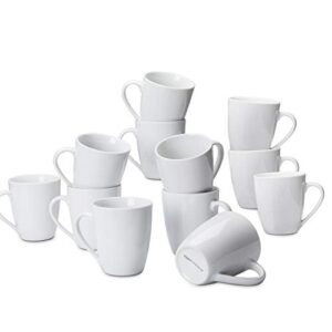 amazoncommercial 12-piece porcelain, 12 oz. coffee mug set, white