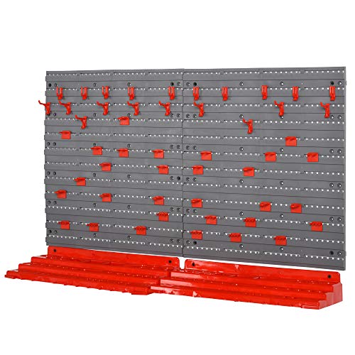 DURHAND 54 Piece Pegboard and Shelf Tool Organizer Wall Mounted DIY Garage Storage with 50 Hooks