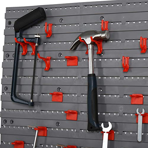 DURHAND 54 Piece Pegboard and Shelf Tool Organizer Wall Mounted DIY Garage Storage with 50 Hooks