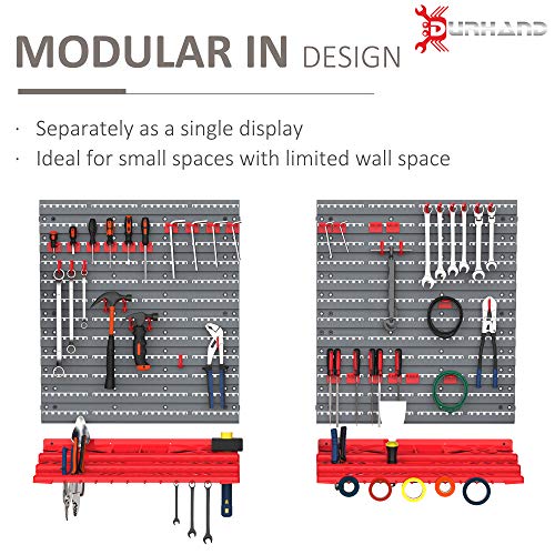 DURHAND 54 Piece Pegboard and Shelf Tool Organizer Wall Mounted DIY Garage Storage with 50 Hooks