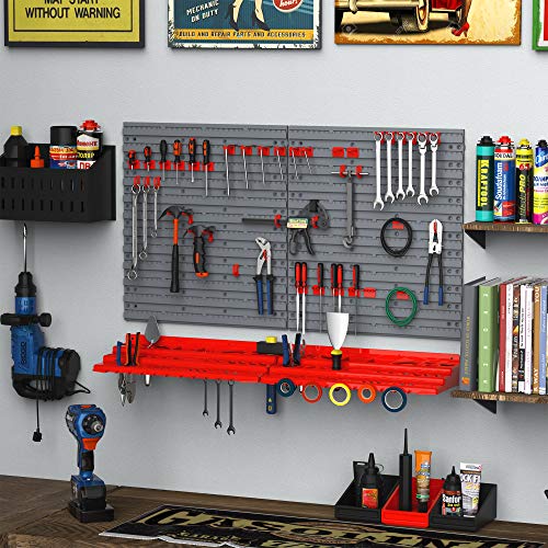 DURHAND 54 Piece Pegboard and Shelf Tool Organizer Wall Mounted DIY Garage Storage with 50 Hooks