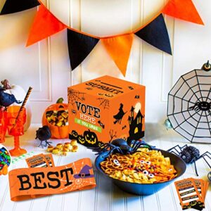 55 PCS Halloween Costume Contest Ballot Kit Orange Halloween Party Supplies Costume Contest Ballot Box Voting Cards Award Ribbons Best Costume Award Sash for Halloween Dress-Up Party Home Office Game