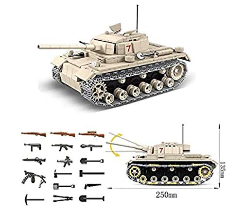 General Jim's Army Toys - World War 2 Tank Building Kit - World War 2 German Army Panzer III Battle Tank - Military Model Brick Building Toy Set Comes with Weapons