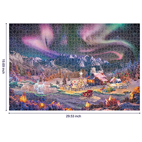 Lavievert Jigsaw Puzzles 1000 Piece Christmas Wonderland Puzzles for Adults and Kids - Snowy Night, Aurora, Christmas Tree, Snowman, Sleigh, Ice Sculpture & Milu Deer