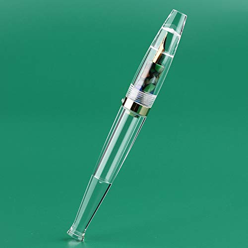 MAJOHN S5 Acrylic Eyedropper Fountain Pen Fine Nib, Transparent Large-Capacity Writing Pen with Metal Box